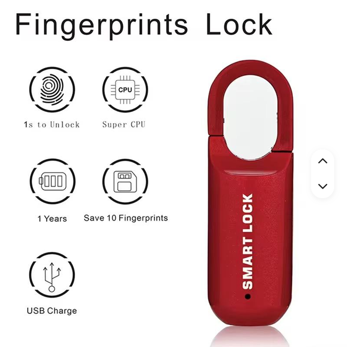 Mini Smart Portable Luggage Gym Cabinet Lock Keyless Fingerprint USB Charging Smart Padlock for Locker